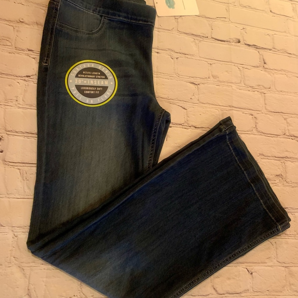 Cello Flare Petite Mid Rise Pull On Deluxe Comfort Stretch Size Large